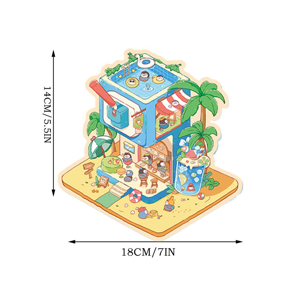 House Stickers 3D Miniature Scene Visual Cartoon Stacking Stickers Gift for Kid Child Baby Student Stress Relief Decoration Tool