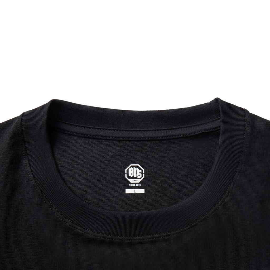 Li Ning Basketball Series Letter Sport Casual Simple Round Neck Pullover Loose Short Sleeve T-Shirt Men Tops Black AHSV225-5