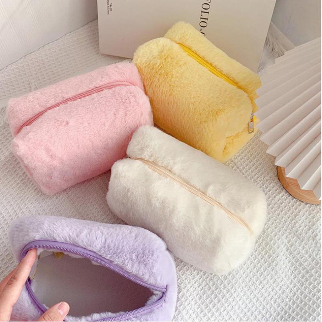 Large Capacity Travel Toiletry Cosmetic Bag Solid Color Storage Makeup Bags Warm Winter Organizer for Women