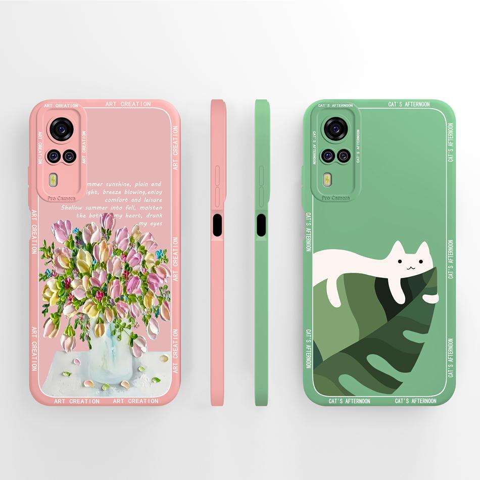 Per Vivo Y51 Y51A Y53S Y31 Y33 Custodia Squisita Cover Posteriore per Telefono Per Vivo Y 51(2020) Y 31 (2021) Cover Morbida in Silicone Liquido