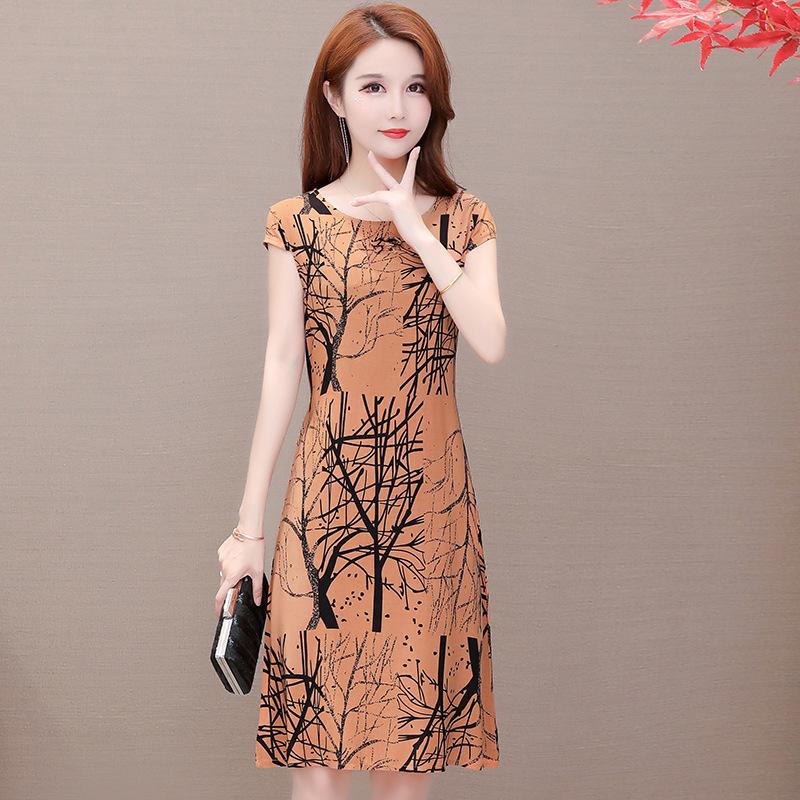 Letní dámské bavlněné šaty velké velikosti Šaty s volným páskem pro matku