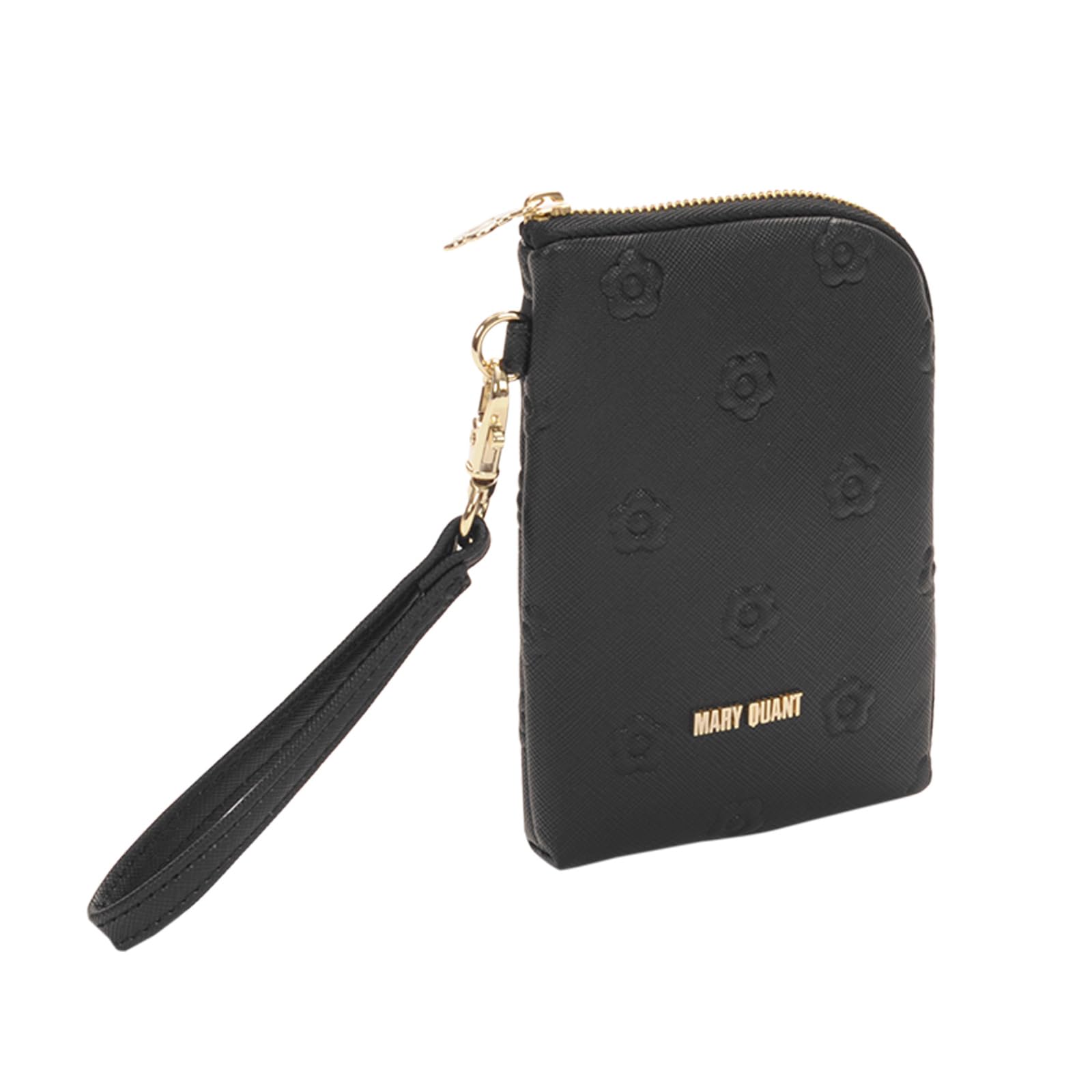 

MARY QUANT Simple Embossed Daisy Multi Pouch H14 x W9 x Strap 22cm Black D2cm, чорний
