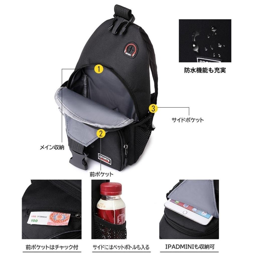 Body Korean Separate Shoulder Oxford Cloth Fuji-cellar 3-Way Bag, Design, Straps, Crossbody/Shoulder Bag, Backpack, (Black)