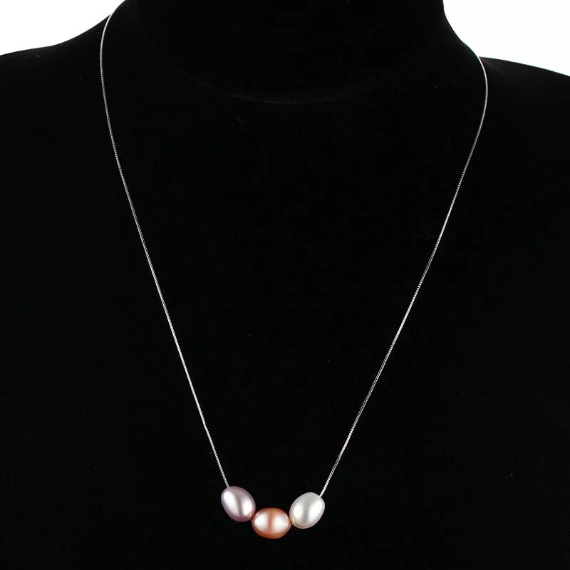 2021 Fine Arrival 9-10mm AAAA high quality natural freshwater pearl necklace for women 4 colors, 925 sterling silver box chain