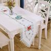 Minimally Embroidered Polyester Fabric Table Flag with Rural Style Art Flower Lace Edge Embroidered Table Flag European Light Luxury Tablecloth