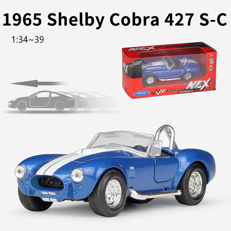 1/36 Scale Welly 1965 Shelby Cobra 427 S/C Alloy Car Model Diecasts Metal Toy Vehicles Car Model High Simulation Collection Childrens Gifts