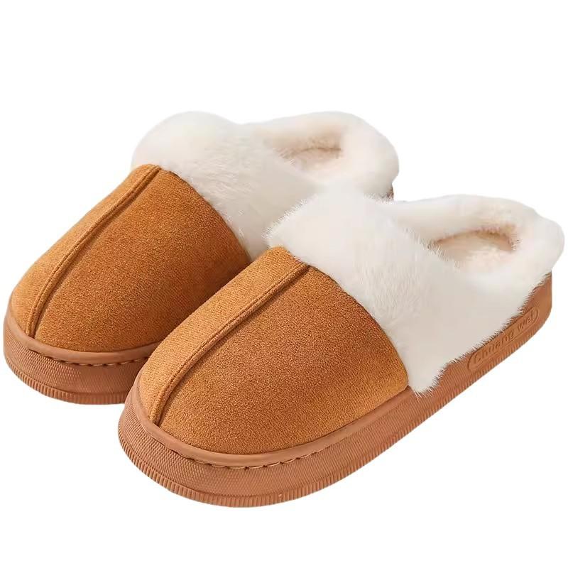 Cotton slippers women's autumn and winter indoor and outdoor wear home soft bottom plush warm feet couple cold-proof women's plush slippers
