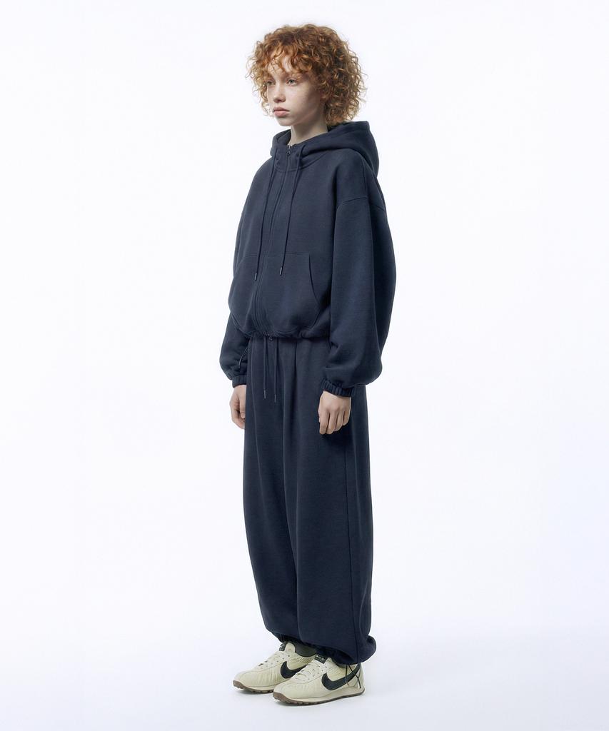 PRINOAR String Single-Pleat Wide Pants - Navy