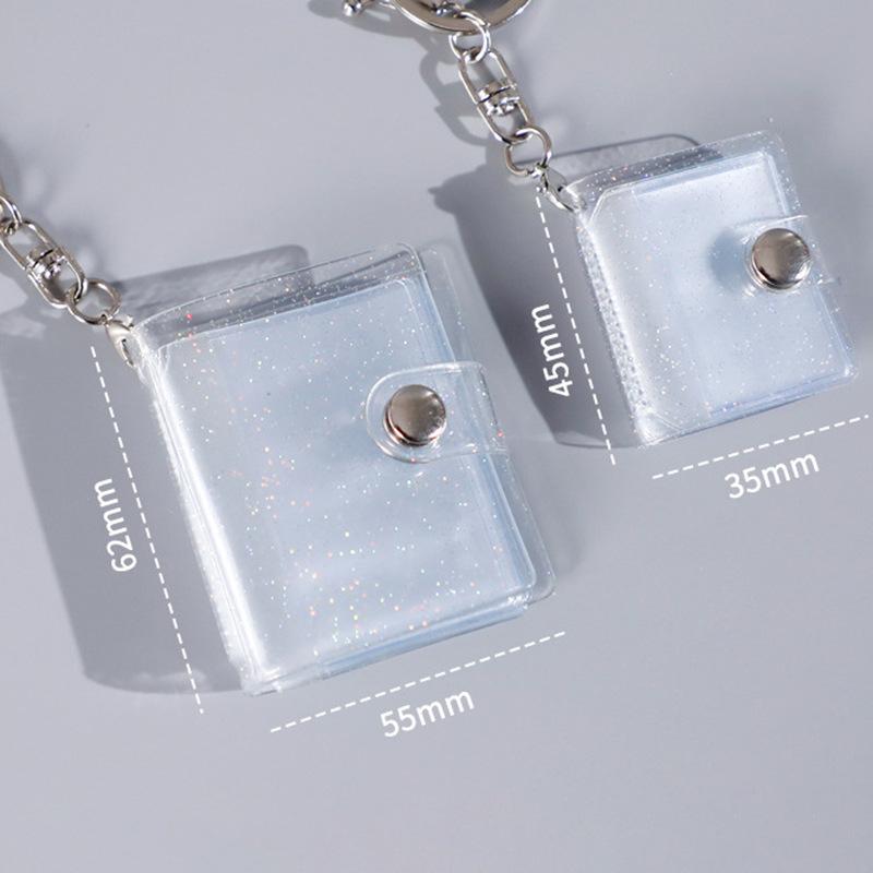 New 1/2-inch Holder Pockets Photo Transparent DIY Mini Photo Album Keychain Portable Certificate Photo Storage Portable Key Ring