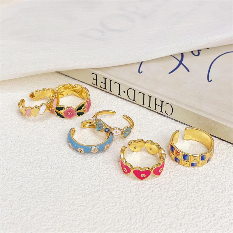 Xiaoxiangfeng Color High-End Sense Fashion Niche Temperament Open Ring Dopamine Dripping Index Finger Ring
