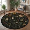 Alfombra redonda botánica con vegetación exuberante, estética mágica para sala de estar, decoración verde para el hogar, regalo para dormitorio con plantas, color verde esmeralda