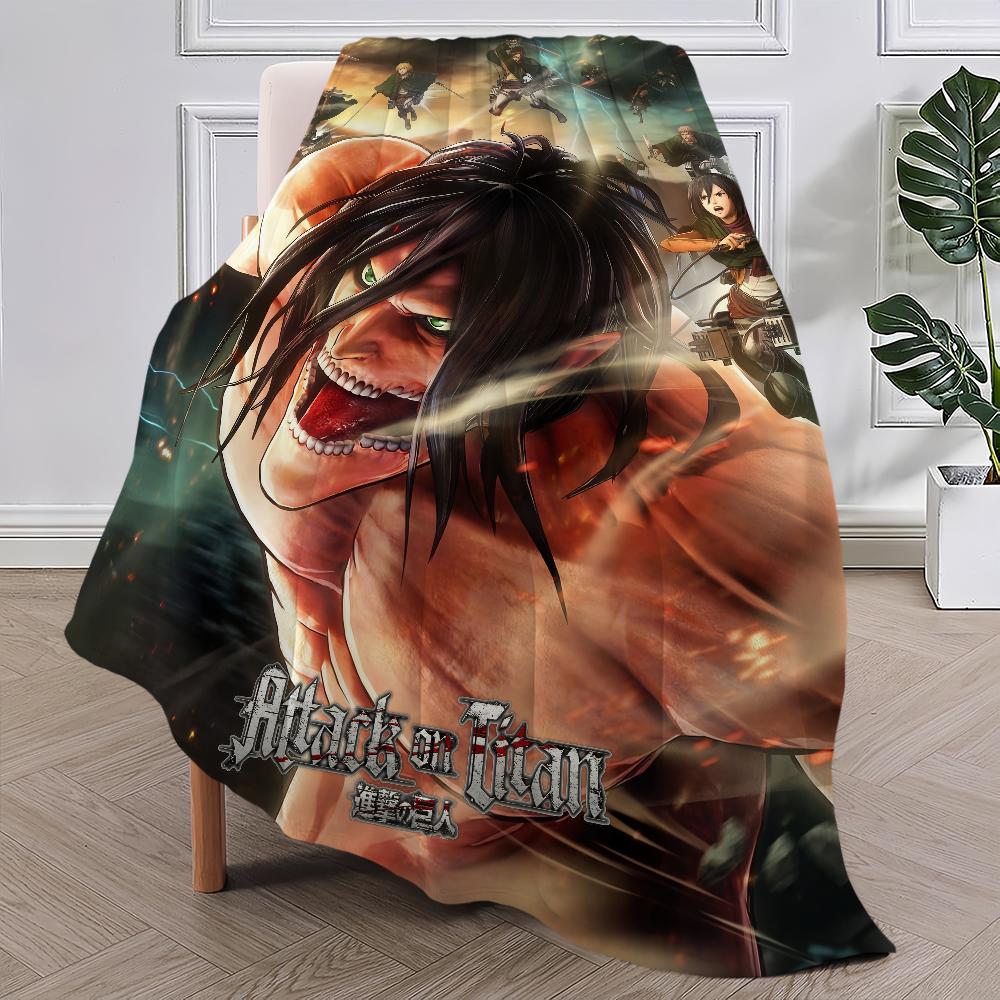 Anime A-Attack O-On T-Titan L-Levi E-Eren Blanket Plush Nap Sofa Rug for Living Room Office Bedroom Birthday Travel Kid Gifts