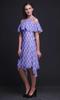 Bimba Block Print Cold Shoulder Women Swing Tunic Flutter Sleeve Midi