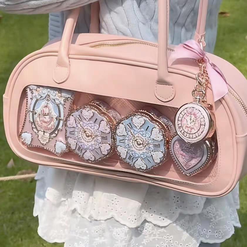 Flower Knows Makeup Storage Bag Cute Pink Large Capacity Underarm Handheld Shoulder Bag Korean Style Square Pillow Bag