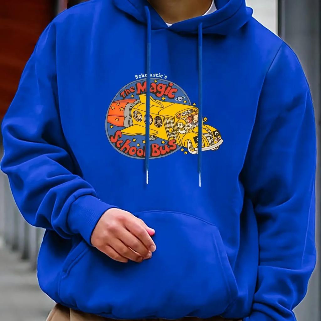 2025 Men's New Trend Hooded Sweatshirt, Casual Daily Drawstring Hooded Sport Shirt with Print on Front and Back, Front Kangaroo