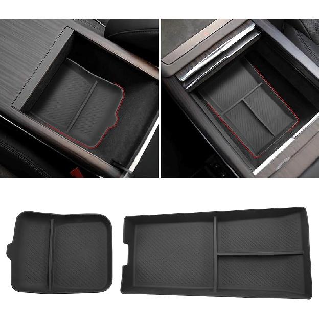 Jaronx Compatible With Tesla Model S/X Console Organizer -2026, Refresh Center Console Storage For Model X/S Plaid/Long Range, Silicone Organizers