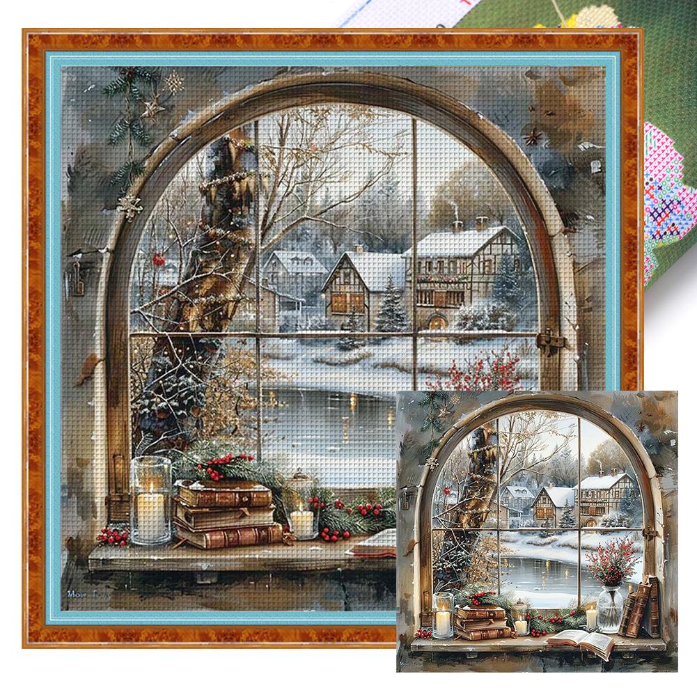 

Повна вишивка бавовняною ниткою 14CT Друкований набір для вишивання хрестиком із зимовим пейзажем