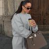 European and American fashion design sense gray knitted sports suit 1116 spring and summer new casual sweater trousers women