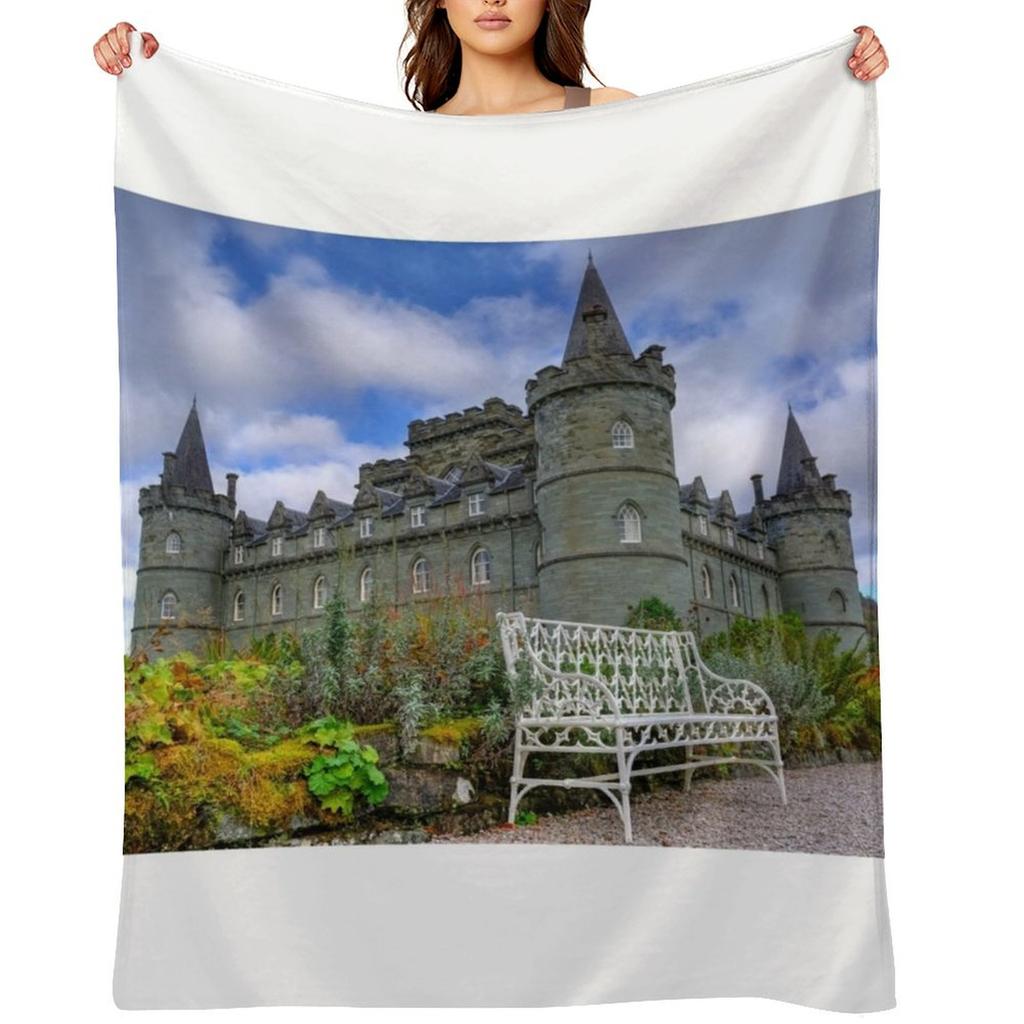 Inveraray Castle, Argyll, Scotland Throw Blanket Quilt Soft Plush Plaid Luxury Designer Flannel Blankets