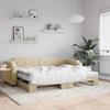 VidaXL Daybed with Trundle and Mattress Cream 80x200 Cm Fabric 3197651