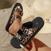 Summer Sexy Leopard Print Buckle Women's Sandals Beach Vacation Daily Walk Casual  Versatile Soft Sole Flat Heel Slippers