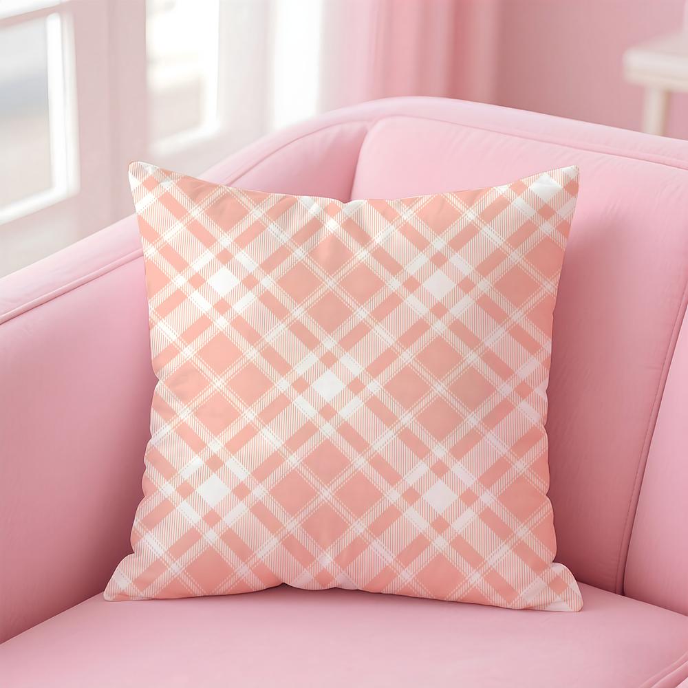 simple Monochromatic check pattern Cushion Cover Pillow Case Soft Skin Friendly Fabric  Concealed Zipper