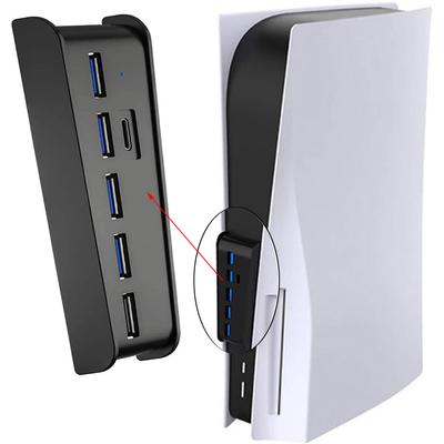 Adaptador Hub para Consola PS5 com 5 Portas USB+1 Porta Tipo C, Preto