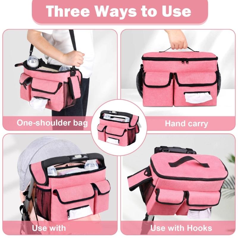 Lightweight Hanging Storage Bag for Strollers Reinforced Stitching Design Portable Compact Baby Pram Cart Accessory