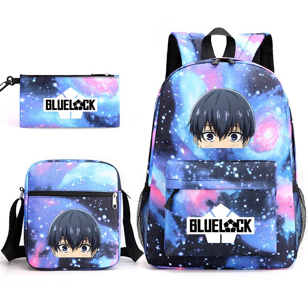 3 Piece School Backpack Set for Students Large Capacity Oxford Cloth Schoolbag with Shoulder Strap and Pencil Case