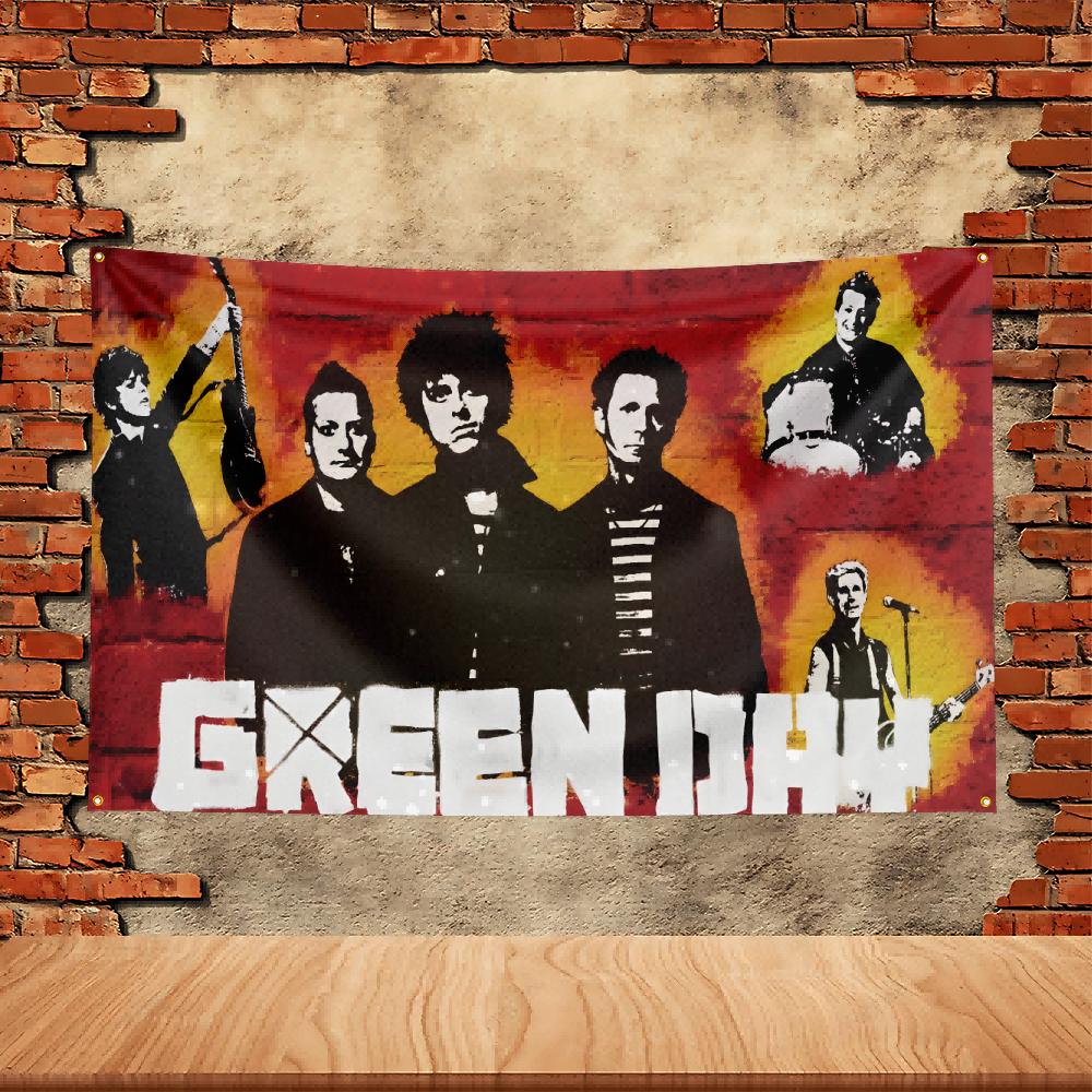 Green Day Band Party Flagge Polyester Bedruckte Fahne Banner Wandteppich für Garten Garage Dekoration Konzert Flagge
