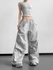 Graue Weitbeinige Hose für Damen: Frühjahr-Sommer 2026 Lässige, Lockere, Schlankmachende, Vielseitige Outdoor-Arbeitshosen