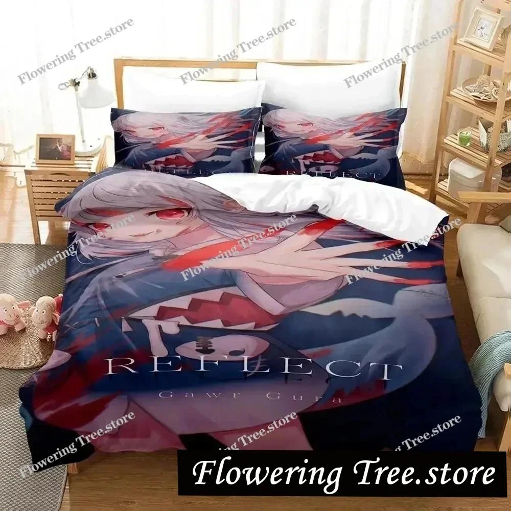 G-Gawr Gura Reflect Fanart holoMyth Bedding Set Duvet Cover Bed Set Quilt Pillowcase Comforter king Queen Size Boys Adult 025