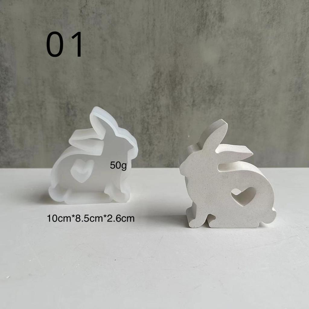 Easter Series Cute Rabbit Candle Silicone Mold Gypsum Car Mounted Incense Expanding Gypsum Decoration Mold Easter Aromatherapy Candle Mold