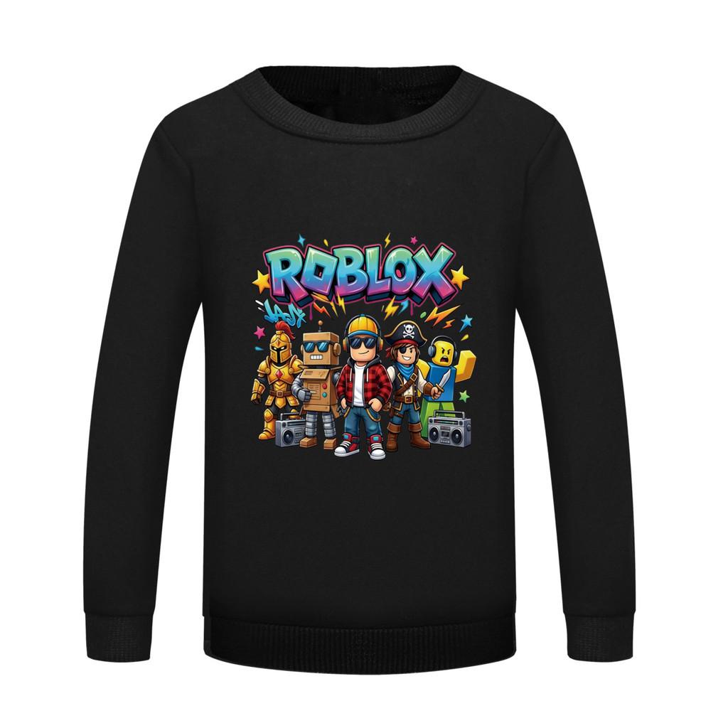 5574 Kids Boys Girls Roblox Print Round Neck Long Sleeves Sweatshirt