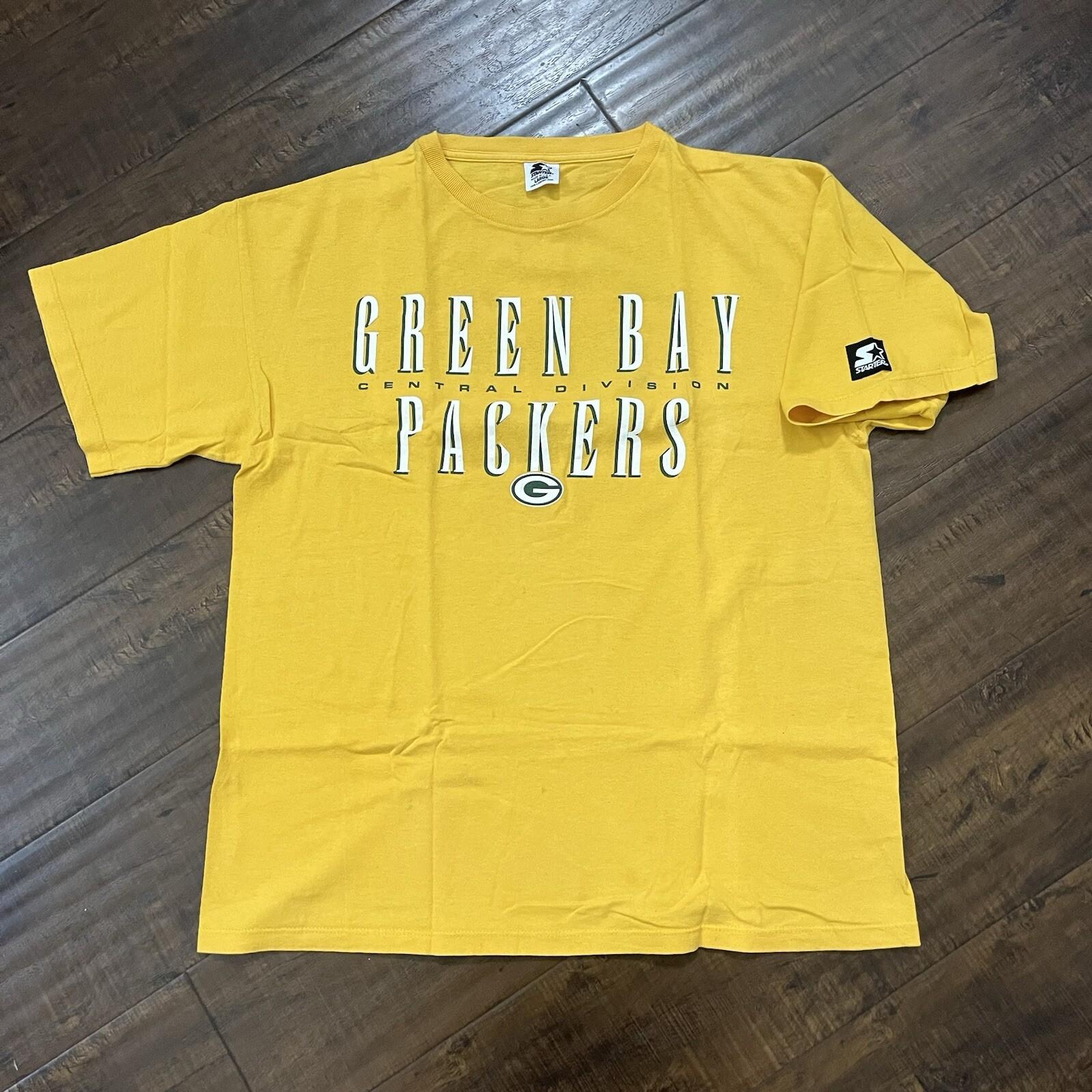 Vintage Starter NFL Green Bay Packers T-Shirt Mens Large 90s Double Sided Yellow Unisex T-Shirt L