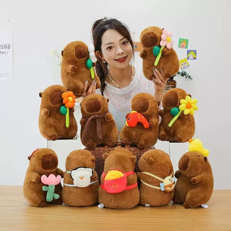 25cm Capybara Plush Simulation Capibara Anime Fluffty Toy Plant Stuffed Doll Holidays Props Decorative Throw Pillow for Kids