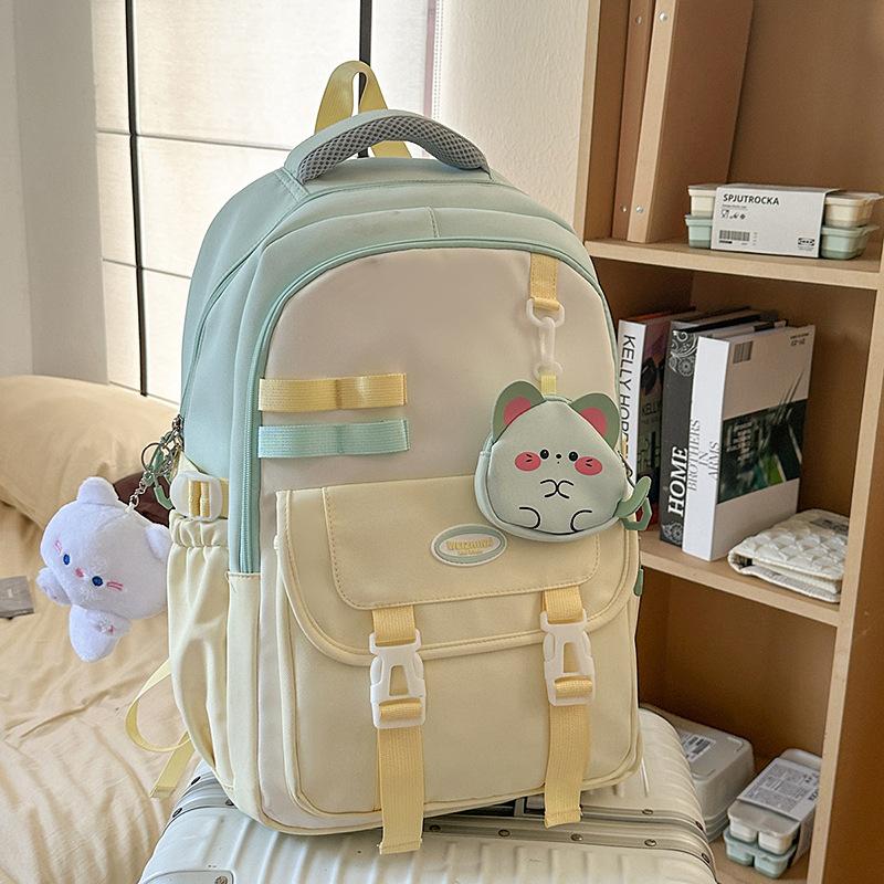 Schoolbag: Japanese soft milky healing style, fresh collegiate backpack, student, girl, weekend short trip backpack