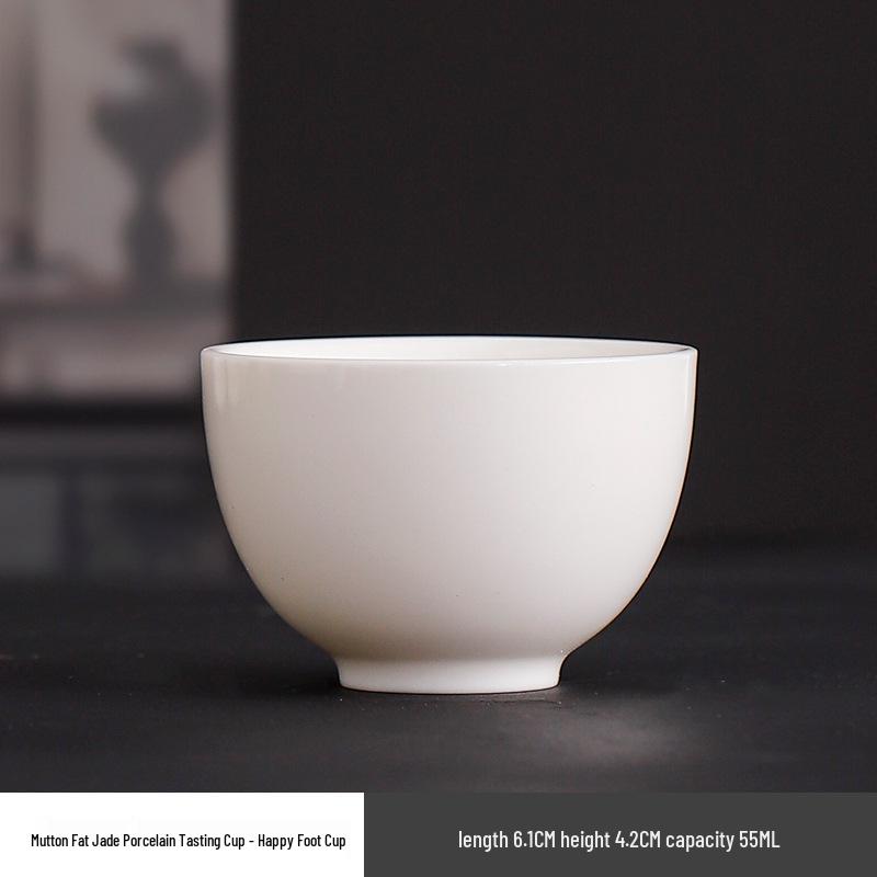 Dehua White Porcelain Mutton Fat Jade Teacup for Guest Entertaining - Kung Fu Tea Tasting Single Cup