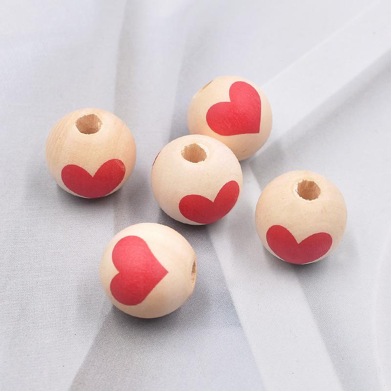 

20pcs 16mm Natural Wooden Small Hollow Heart DIY Unfinished Wood Ball Handmade Round Necklace for Making Jewelry