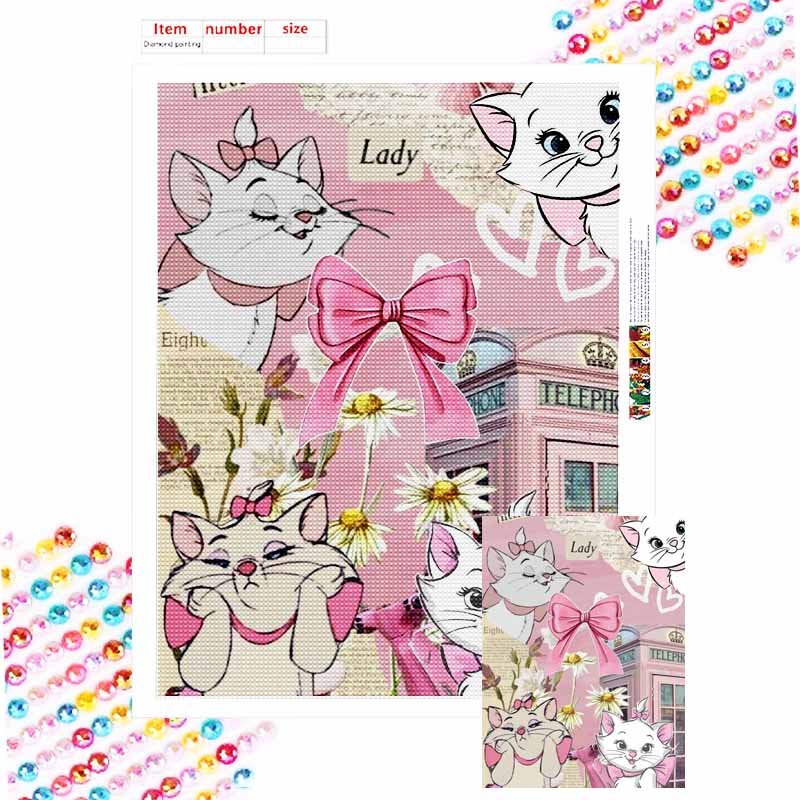 Disney Mary Cat Cross Stitch Diamond Cross Stitch Themed Artwork Cartoon 5D Diamond Cross Stitch Mosaic Home Decor Gift