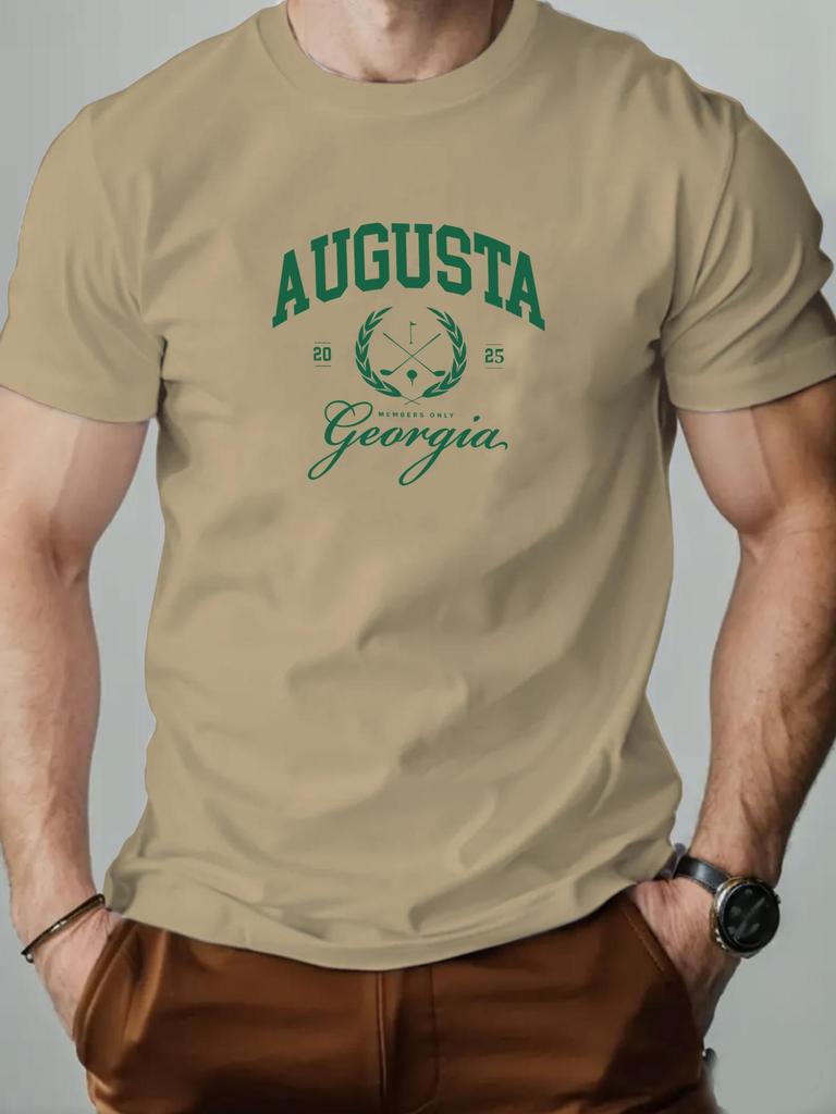 Mens Cotton TShirt Augusta Golf Summer Round Neck Short Sleeve Graphic Breathable Fashion Casual TShirt