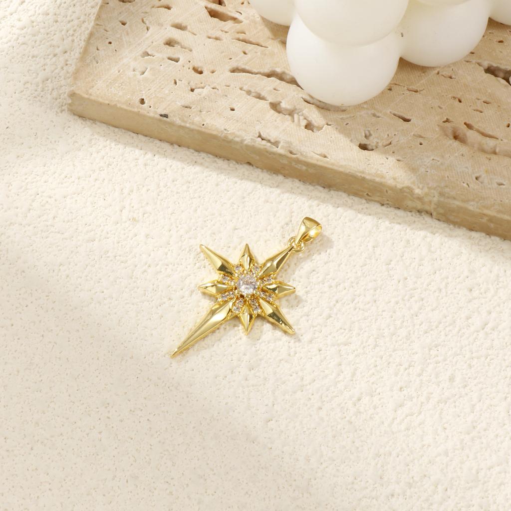 1 Piece Brass Galaxy Pendants Gold Plated Star Micro Pave Clear Cubic Zirconia Star Charms DIY Earrings Necklace  4cm X 2.6cm