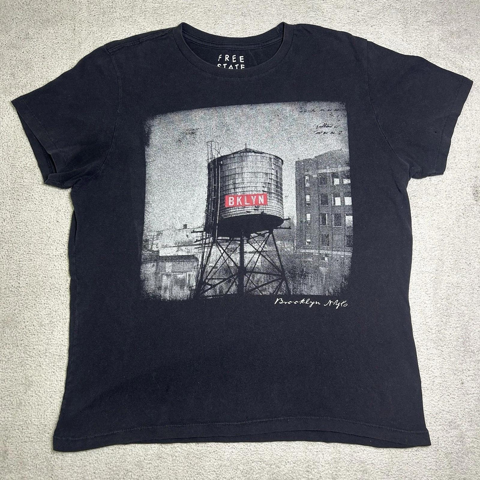 Free State BKLYN NYC Graphic Tee Men’s Large Black Single Stitch Short Sleeve M