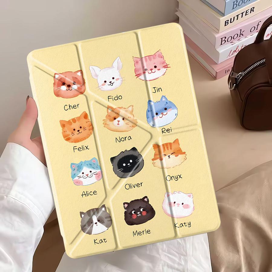 Tablet Case For iPad Pro 2025 Pro 11th 10th 9th 8th 7th 12.9inch Air 4 5 M3 M2 1 2 M4 11inch Mini 6 7 Holder Cover Many Cats