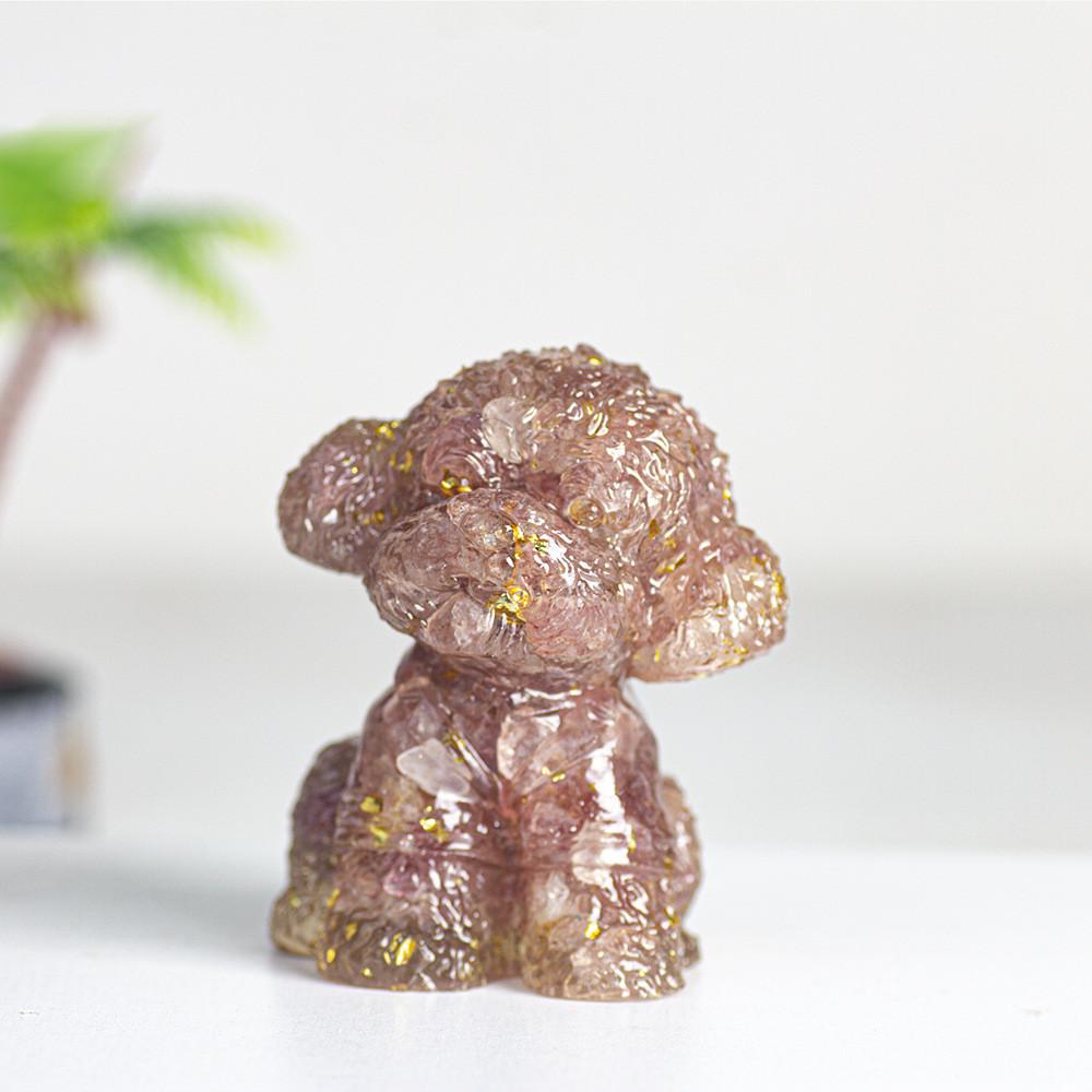 Figurine Chien Teddy Art Résine Décoration Cristal Pour Cadeau Et Décoration Intérieure