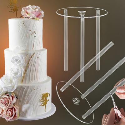 Transparent Cake Tier Support Plastic Round Cake Board Cake Dowel Rods Set Multi-layer Cake Stand