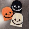 Halloween Quirky Face Pattern Beanie Warm Wool Blend Casual Streetwear Travel