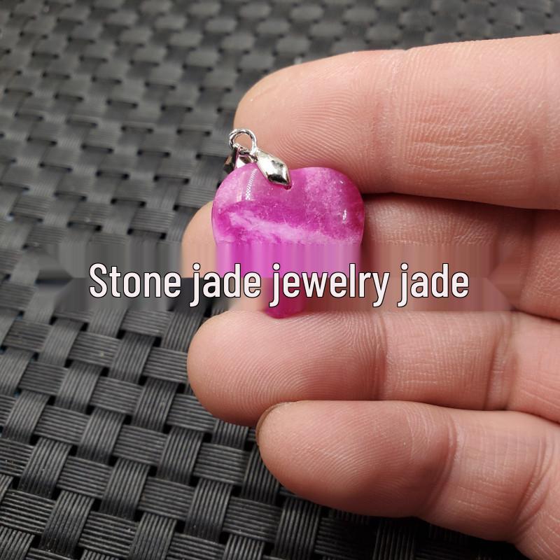 Jade & Pink Quartz Heart-Shaped Pendant Necklace