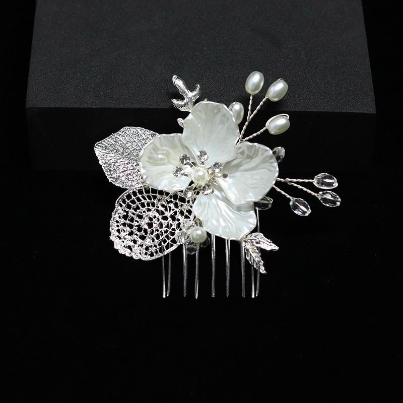 European Style Ceramic & Alloy Flower Hairpin Headdress for Brides
