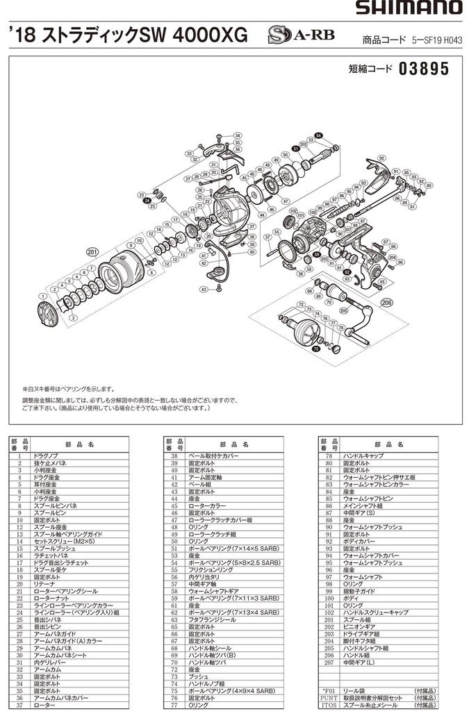 Genuine Parts 18 Stradic SW 4000XG Handle Set Part 13ERG No.